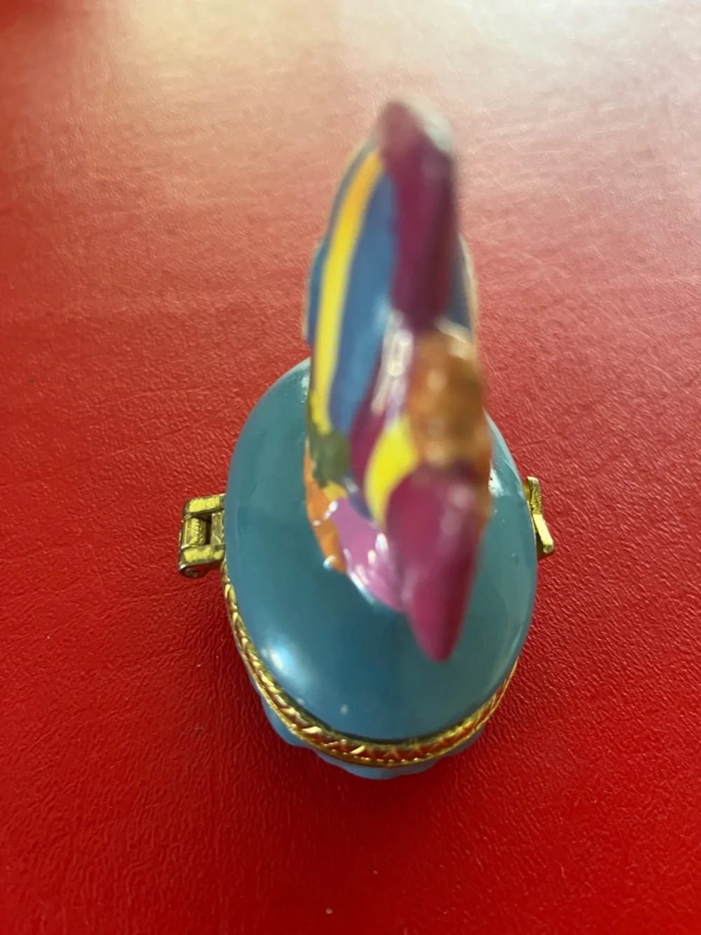 Vintage Porcelain Hinged Tropical Fish Trinket Box 2.75”L 1.75”W 3.5”H